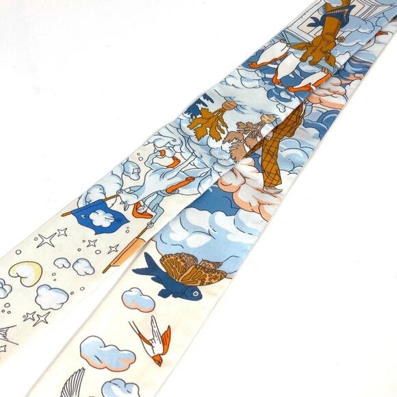 HERMES Twilly Twilly Twilly BandeauScarf Scarf silk blue/WhiteBased Unused - Picture 5 of 13